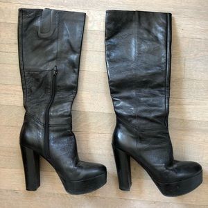 Nine West tall black leather boots size 7.5
